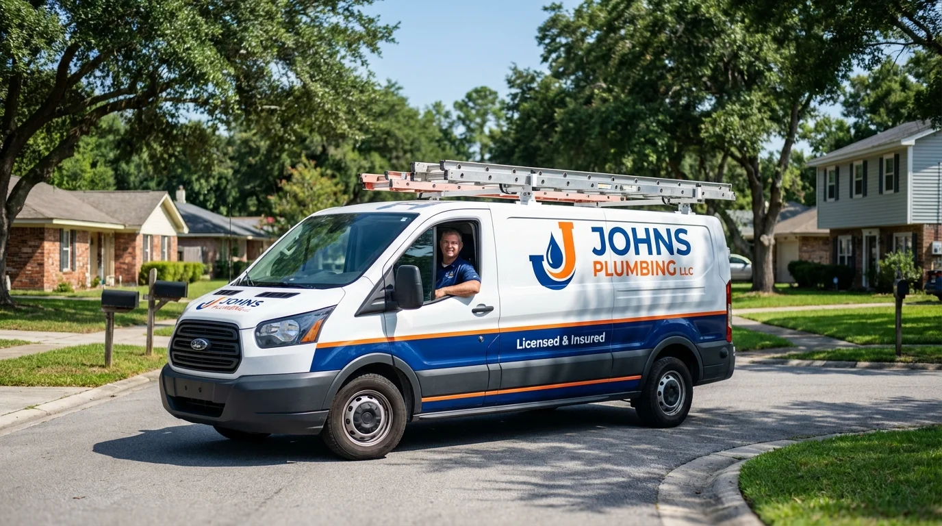 Johns Plumbing LLC service van in North Manchester, IN
