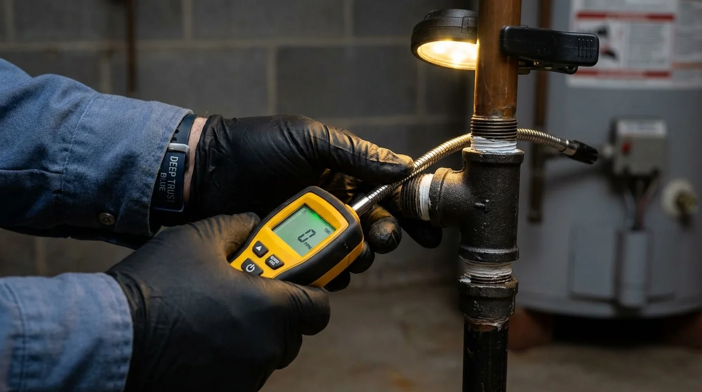 Gas leak detection with electronic sniffer by Johns Plumbing LLC in North Manchester
