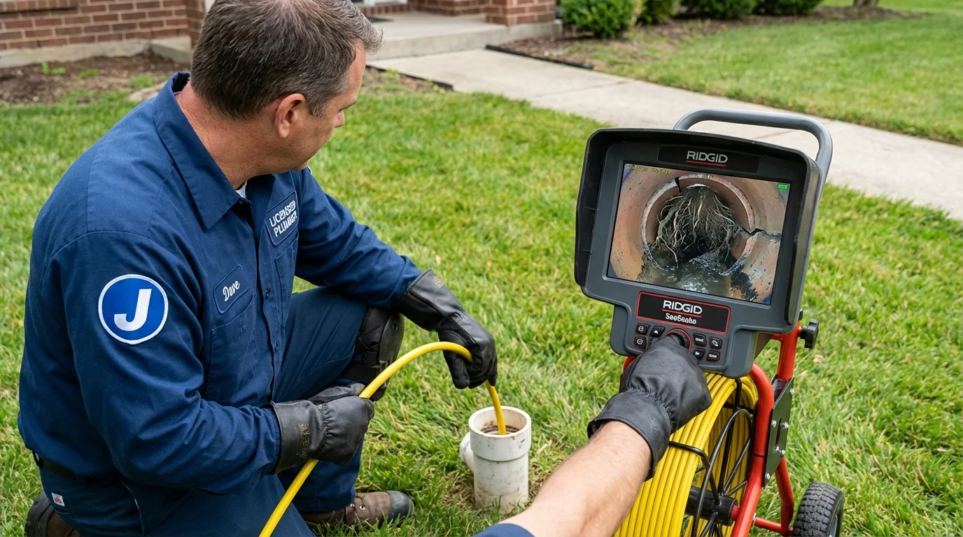 Sewer camera inspection being performed by Johns Plumbing LLC in North Manchester